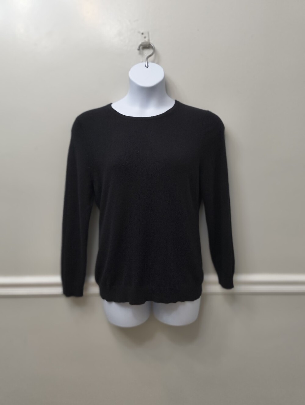 Charter Club Luxury Womens 100% Cashmere Crew Neck Sweater Black XL Staple